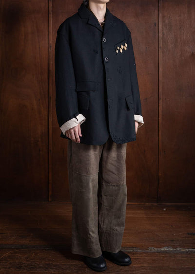 Peng Tai Aged Sack Coat Black PTW24M07-2