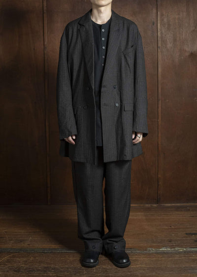 KLASICA 25F-WJK-C17 'HELEN''Double Breasted Semi Long Blazer IRON BROWN STRIPES