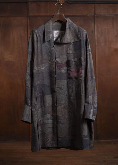 ZIGGY CHEN 0M2510725 Digital Print High Neck Long Shirt MIX OLIVE