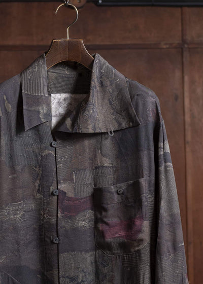 ZIGGY CHEN 0M2510725 Digital Print High Neck Long Shirt MIX OLIVE