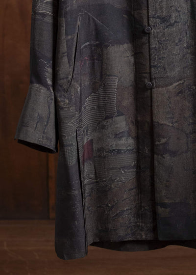 ZIGGY CHEN 0M2510725 Digital Print High Neck Long Shirt MIX OLIVE