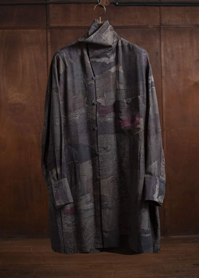 ZIGGY CHEN 0M2510725 Digital Print High Neck Long Shirt MIX OLIVE