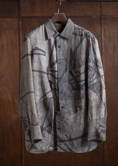 ZIGGY CHEN 0M2510710 Digital Print Asymmetric Shirt MIX GREY