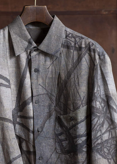 ZIGGY CHEN 0M2510710 Digital Print Asymmetric Shirt MIX GREY