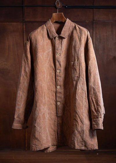 YOHJI YAMAMOTO POUR HOMME Linen Shirt, persimmon tannin post-dyed