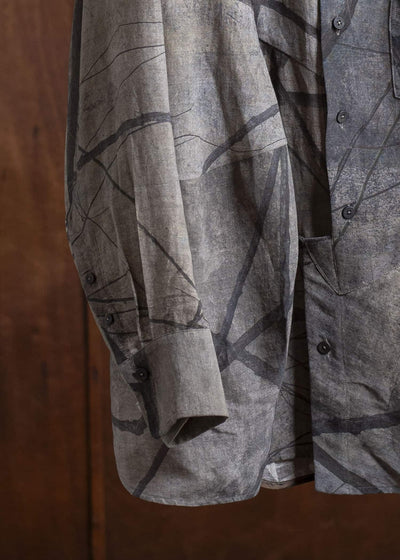ZIGGY CHEN 0M2510710 Digital Print Asymmetric Shirt MIX GREY