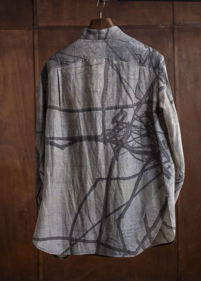 ZIGGY CHEN 0M2510710 Digital Print Asymmetric Shirt MIX GREY