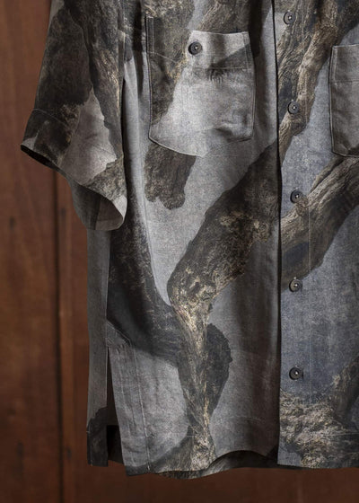 ZIGGY CHEN 0M2510707 Digital Print Short Sleeve Shirt GREY X OLIVE