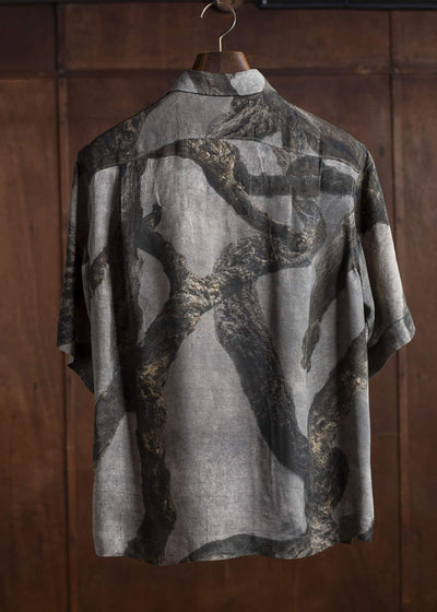 ZIGGY CHEN 0M2510707 Digital Print Short Sleeve Shirt GREY X OLIVE