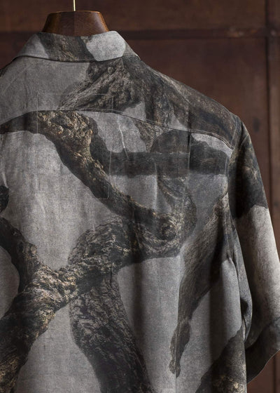 ZIGGY CHEN 0M2510707 Digital Print Short Sleeve Shirt GREY X OLIVE