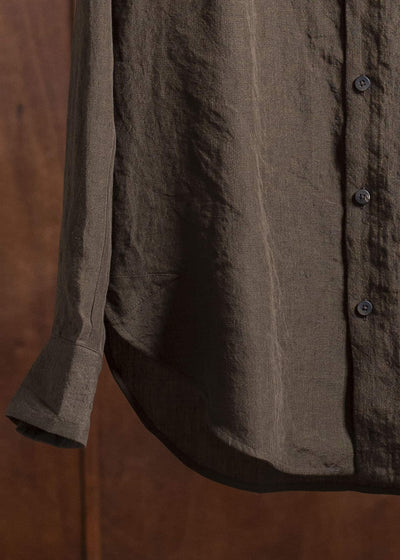 ZIGGY CHEN 0M2510736 Puppytooth Mandarin Collar Shirt DARK OLIVE