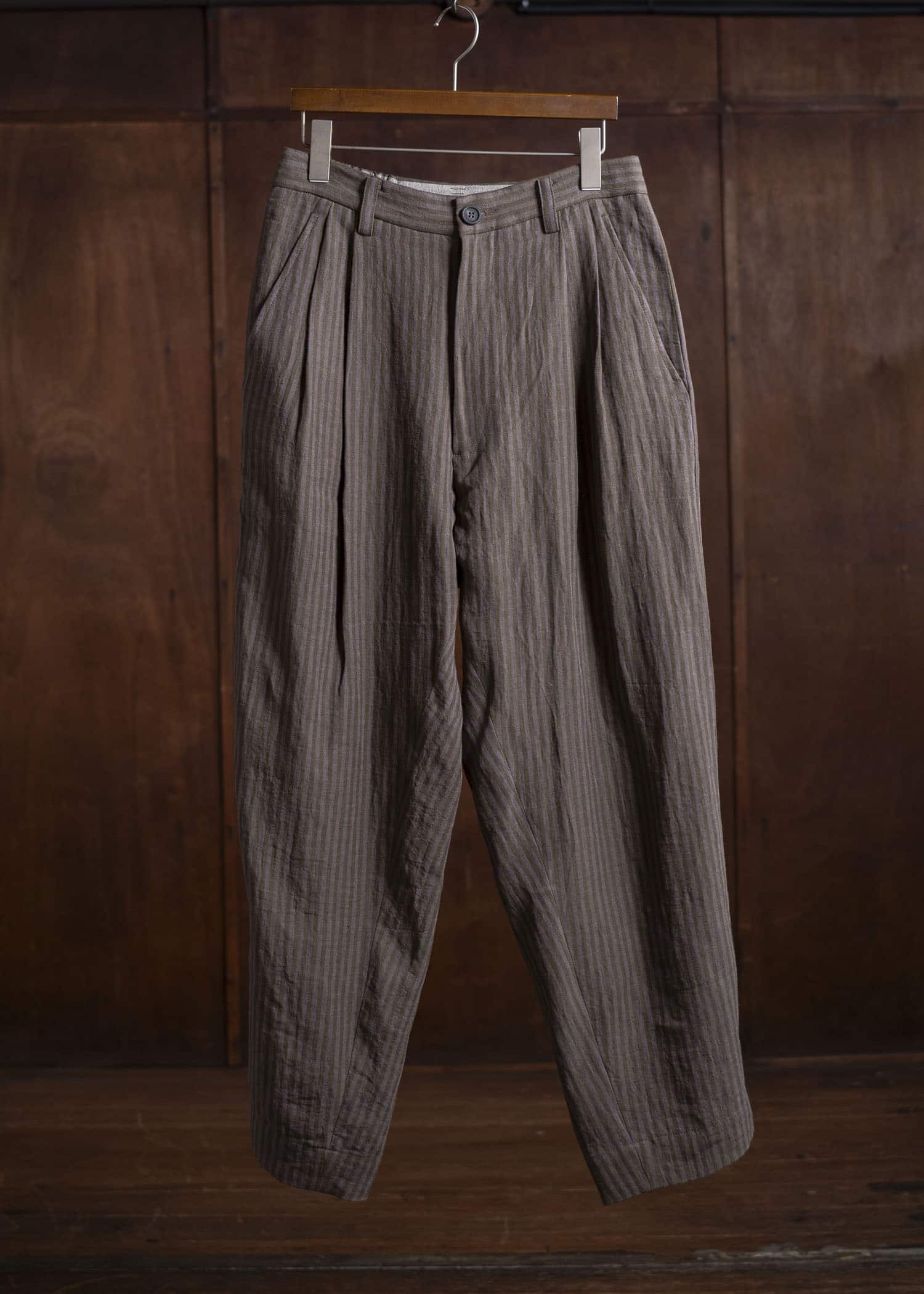 ZIGGY CHEN 0M2510510 Striped Drop Crotch Trousers LAVENDER X OLIVE