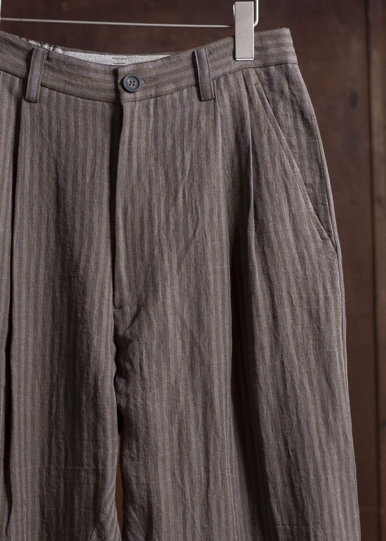 ZIGGY CHEN 0M2510510 Striped Drop Crotch Trousers LAVENDER X OLIVE