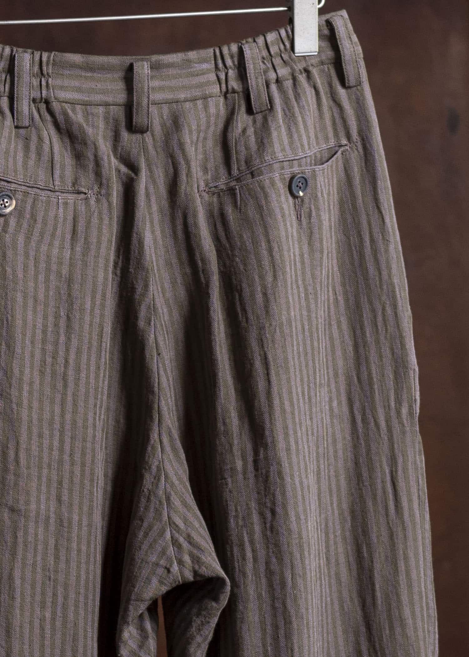 ZIGGY CHEN 0M2510510 Striped Drop Crotch Trousers LAVENDER X OLIVE