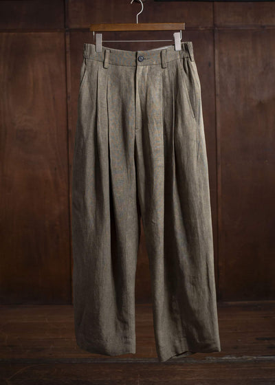 ZIGGY CHEN 0M2510504 Drop Crotch Wide Leg Trousers FADED OLIVE