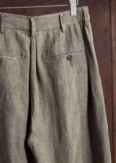 ZIGGY CHEN 0M2510504 Drop Crotch Wide Leg Trousers FADED OLIVE