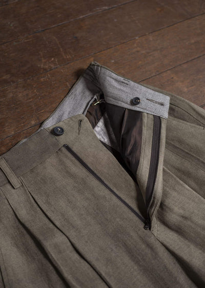 ZIGGY CHEN 0M2510504 Drop Crotch Wide Leg Trousers FADED OLIVE