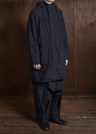 amachi. Fabric Forming Field Coat AY18C-2097 Charcoal Black