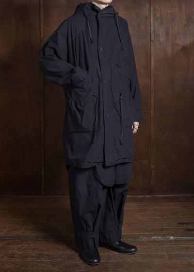 amachi. Fabric Forming Field Coat AY18C-2097 Charcoal Black