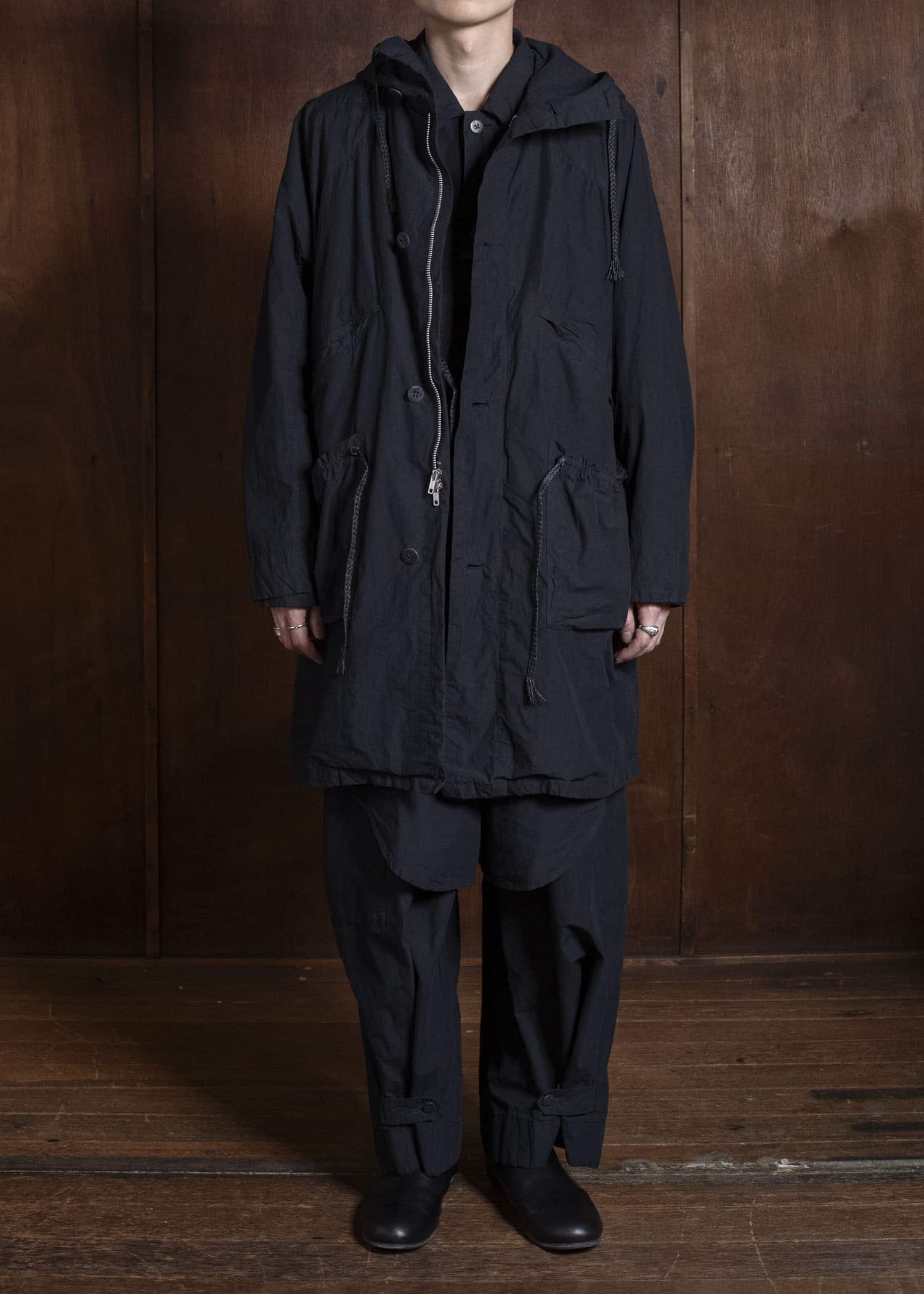 amachi. Fabric Forming Field Coat AY18C-2097 Charcoal Black