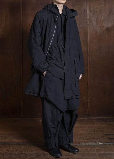 amachi. Fabric Forming Field Coat AY18C-2097 Charcoal Black