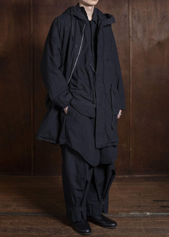 amachi. Fabric Forming Field Coat AY18C-2097 Charcoal Black