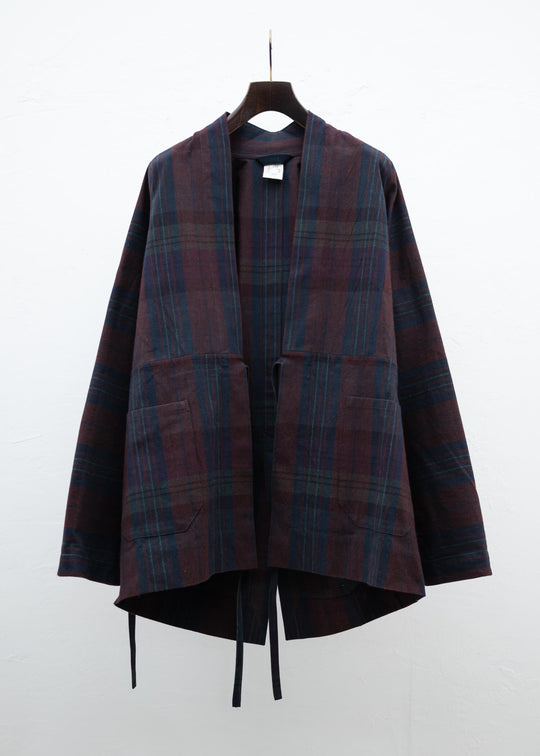 JAN-JAN VAN ESSCHE “KIMONO#9” BLAZER STYLE KIMONO DUSK CHECK CANVAS