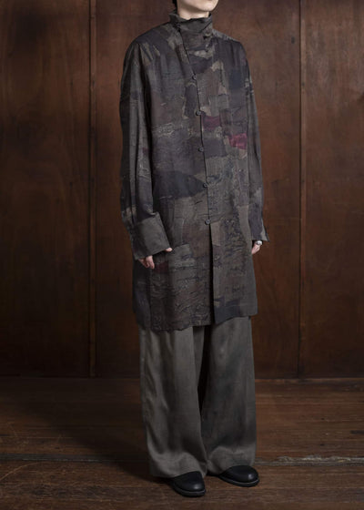 ZIGGY CHEN 0M2510725 Digital Print High Neck Long Shirt MIX OLIVE