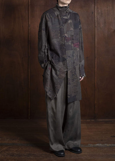 ZIGGY CHEN 0M2510725 Digital Print High Neck Long Shirt MIX OLIVE
