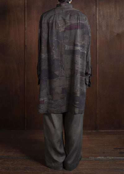 ZIGGY CHEN 0M2510725 Digital Print High Neck Long Shirt MIX OLIVE