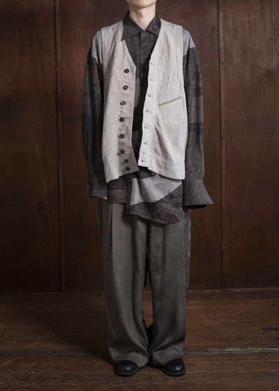 ZIGGY CHEN 0M2510103 Collarless Waistcoat LIGHT GREY