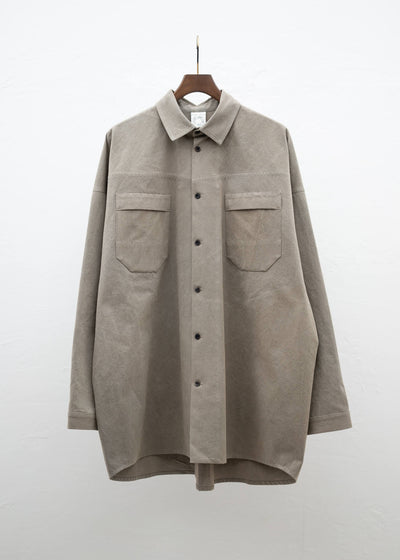 JAN-JAN VAN ESSCHE "SHIRT#97" LONG SLEEVE REGULAR FIT SHIRT COFFEE BINCHOTAN FINE CANVAS