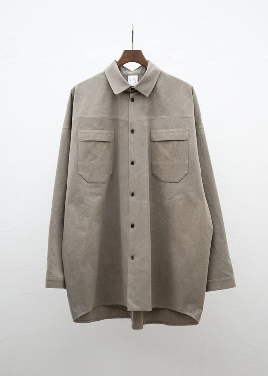 JAN-JAN VAN ESSCHE "SHIRT#97" LONG SLEEVE REGULAR FIT SHIRT COFFEE BINCHOTAN FINE CANVAS