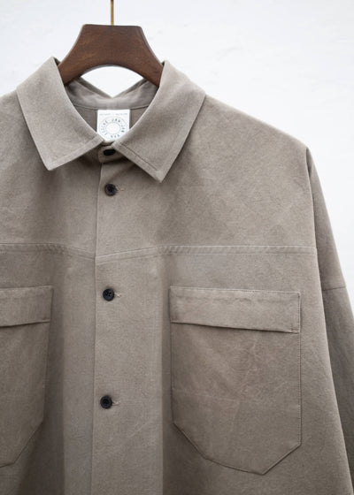 JAN-JAN VAN ESSCHE "SHIRT#97" LONG SLEEVE REGULAR FIT SHIRT COFFEE BINCHOTAN FINE CANVAS