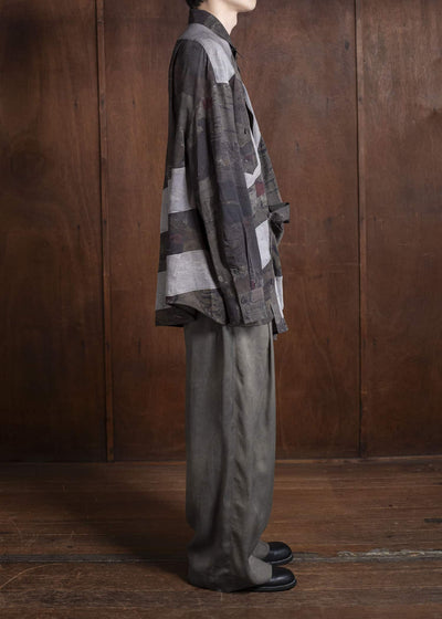 ZIGGY CHEN 0M2510732 Digital Print Asymmetric Long Shirt MIX OLIVE