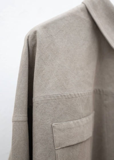 JAN-JAN VAN ESSCHE "SHIRT#97" LONG SLEEVE REGULAR FIT SHIRT COFFEE BINCHOTAN FINE CANVAS