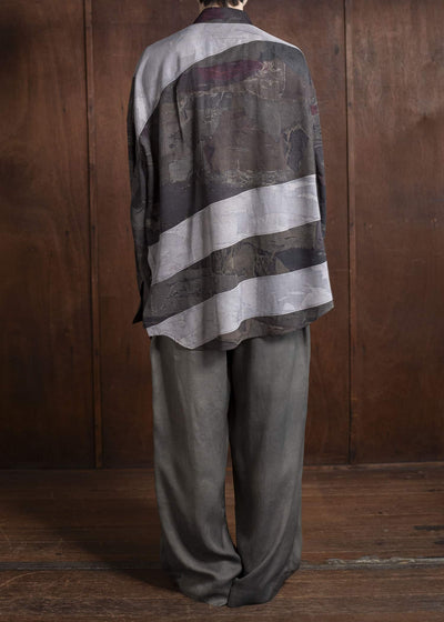 ZIGGY CHEN 0M2510732 Digital Print Asymmetric Long Shirt MIX OLIVE