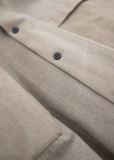 JAN-JAN VAN ESSCHE "SHIRT#97" LONG SLEEVE REGULAR FIT SHIRT COFFEE BINCHOTAN FINE CANVAS