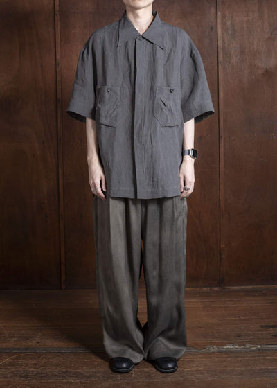 ZIGGY CHEN 0M2510547 Straight Leg Wide Trousers DARK GREY