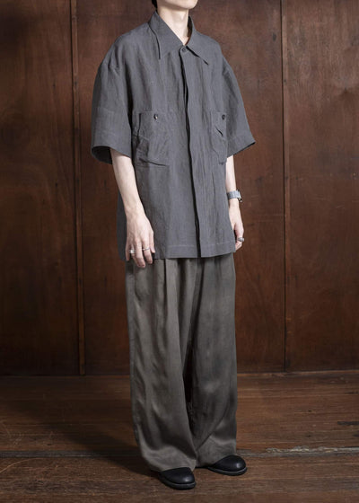 ZIGGY CHEN 0M2510547 Straight Leg Wide Trousers DARK GREY