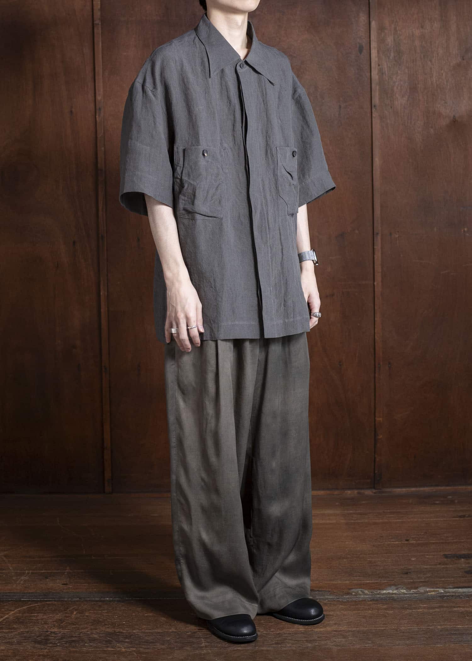 ZIGGY CHEN 0M2510742 Double Pocket Short Sleeve Shirt CHARCOAL BLUE