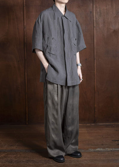 ZIGGY CHEN 0M2510547 Straight Leg Wide Trousers DARK GREY