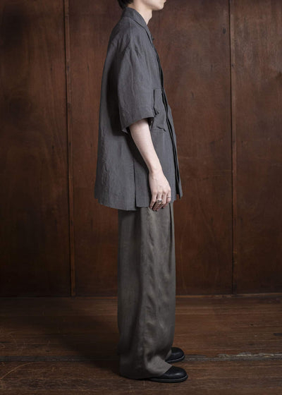 ZIGGY CHEN 0M2510547 Straight Leg Wide Trousers DARK GREY