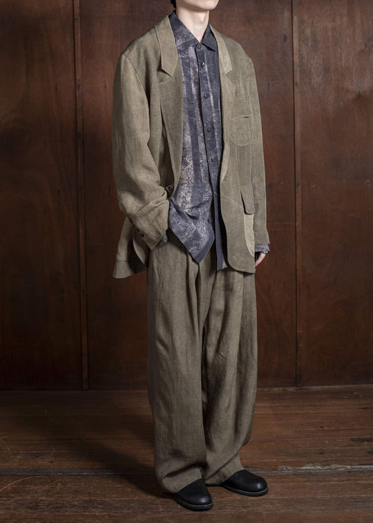 ZIGGY CHEN 0M2510920 1 Button Long Jacket FADED OLIVE