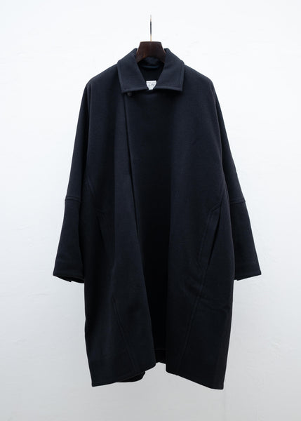 JAN-JAN VAN ESSCHE "COAT#27" OVERSIZED DOUBLE BREASTED CAR COAT PITCH BLACK YAK WOOL