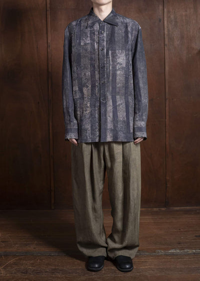 ZIGGY CHEN 0M2510745 Digital Print Long Shirt CHARCOAL PURPLE