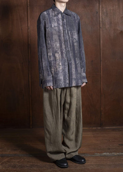 ZIGGY CHEN 0M2510745 Digital Print Long Shirt CHARCOAL PURPLE