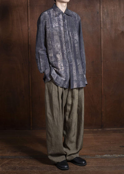 ZIGGY CHEN 0M2510745 Digital Print Long Shirt CHARCOAL PURPLE