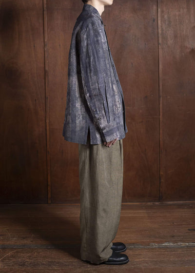 ZIGGY CHEN 0M2510745 Digital Print Long Shirt CHARCOAL PURPLE