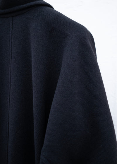 JAN-JAN VAN ESSCHE "COAT#27" OVERSIZED DOUBLE BREASTED CAR COAT PITCH BLACK YAK WOOL